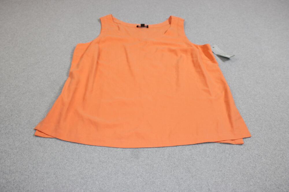 Go Silk Tank Top Women 1X Orange Scoop Neck Side Slit Basic Layering Lagenlook